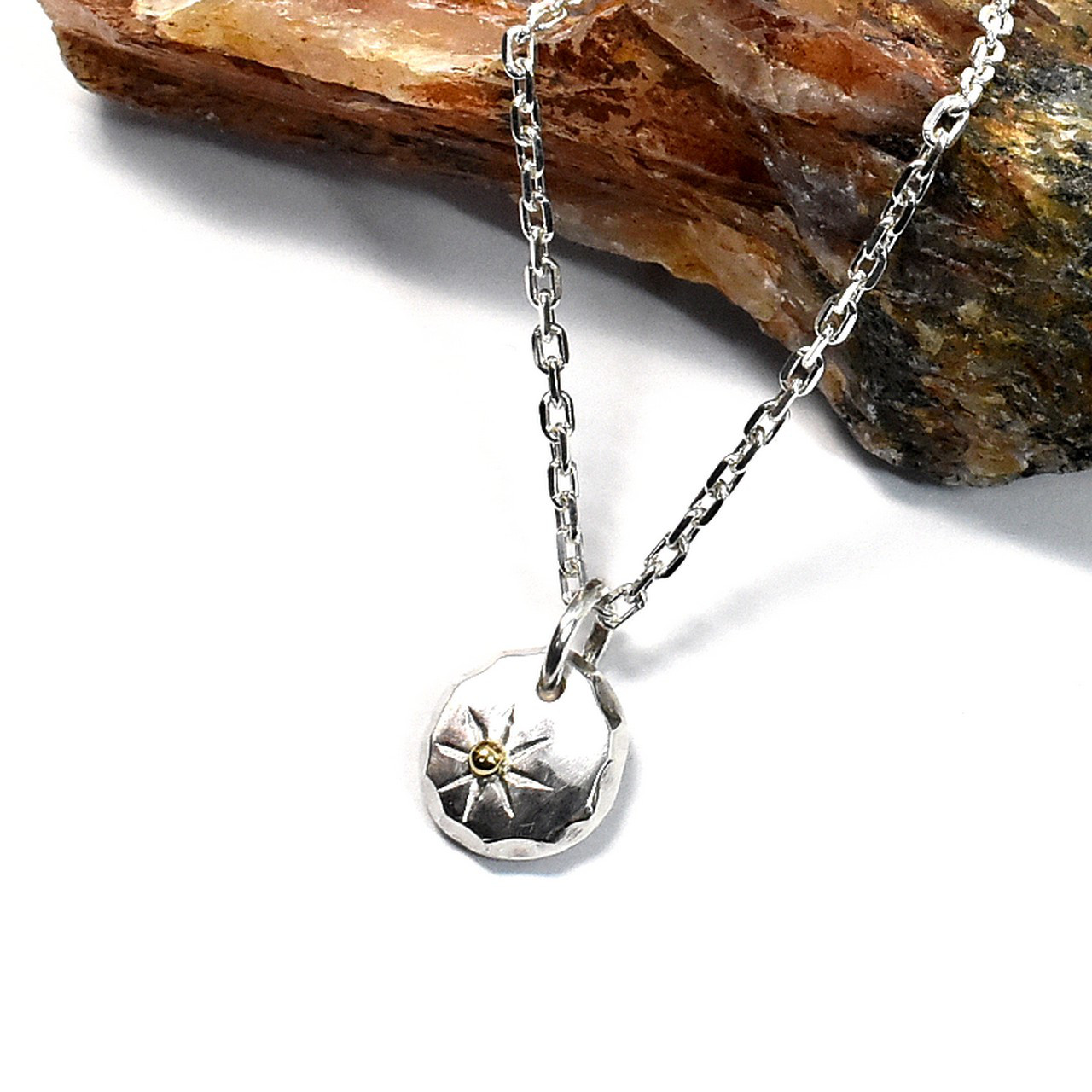 K18 太陽 シルバー ペンダントトップ 一点物 No-03