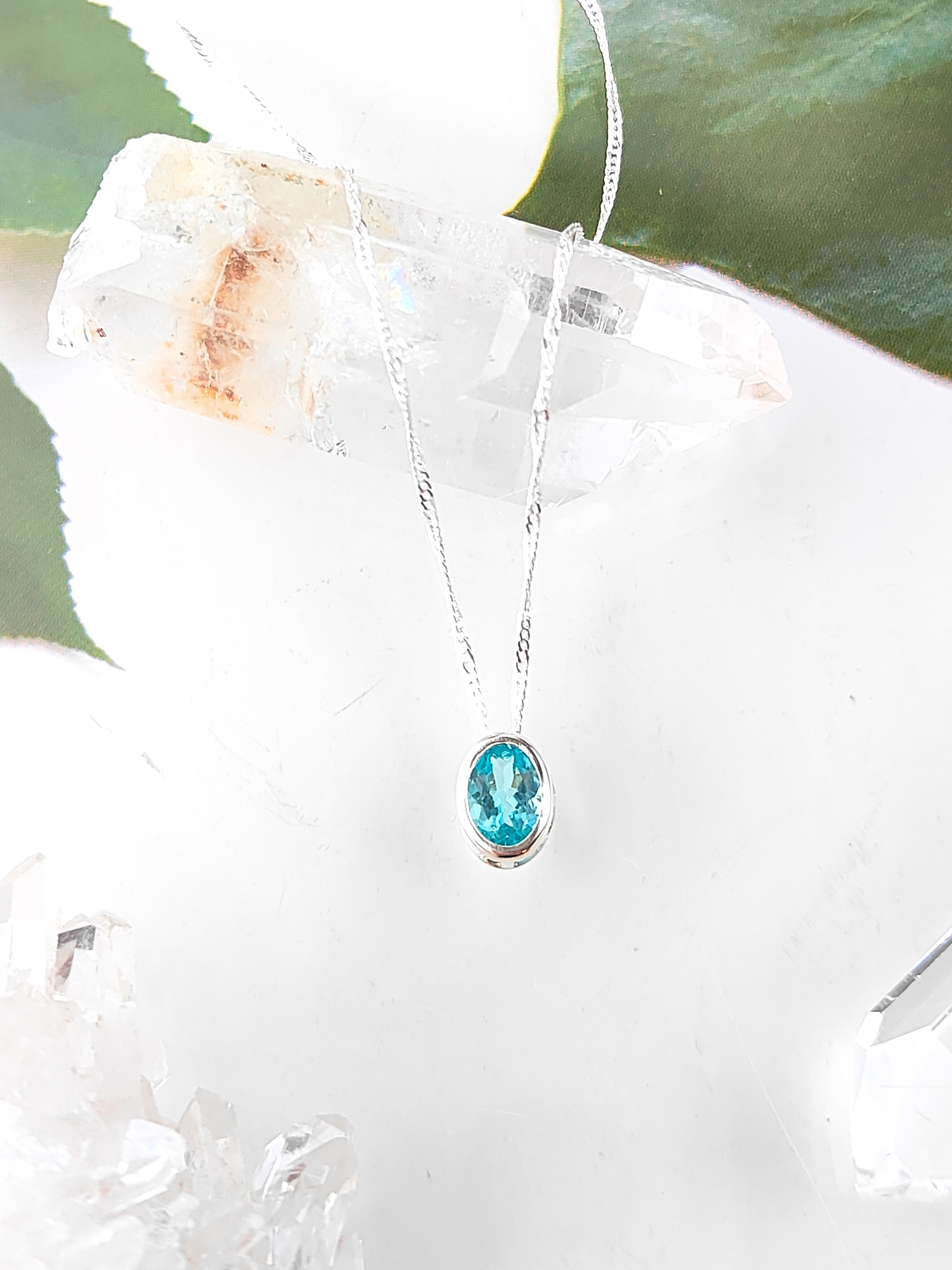 【silver925】高品質アパタイトのベゼルセッティング・ネックレス