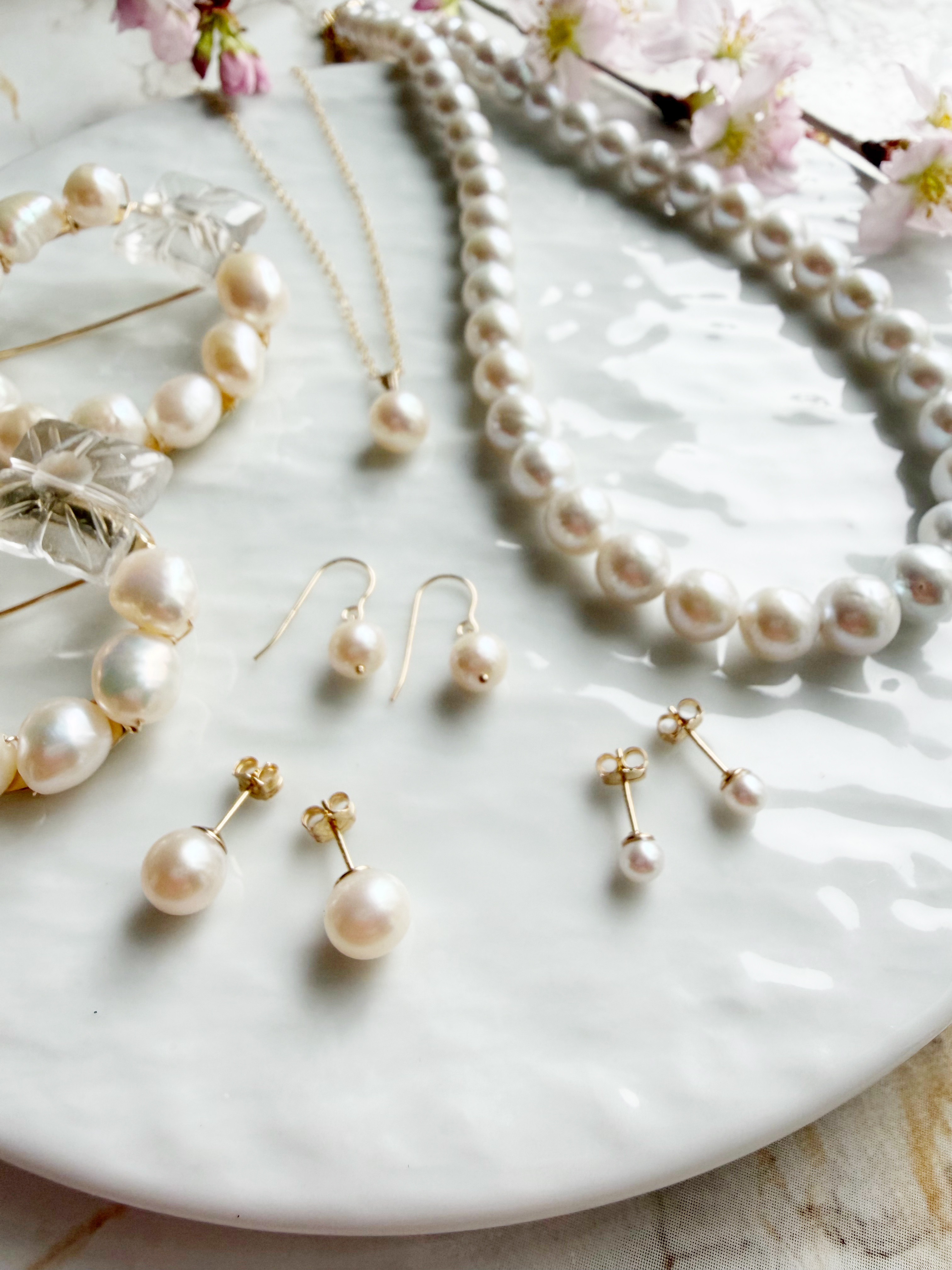 14KGF 淡水パール スタッドピアス 7mm