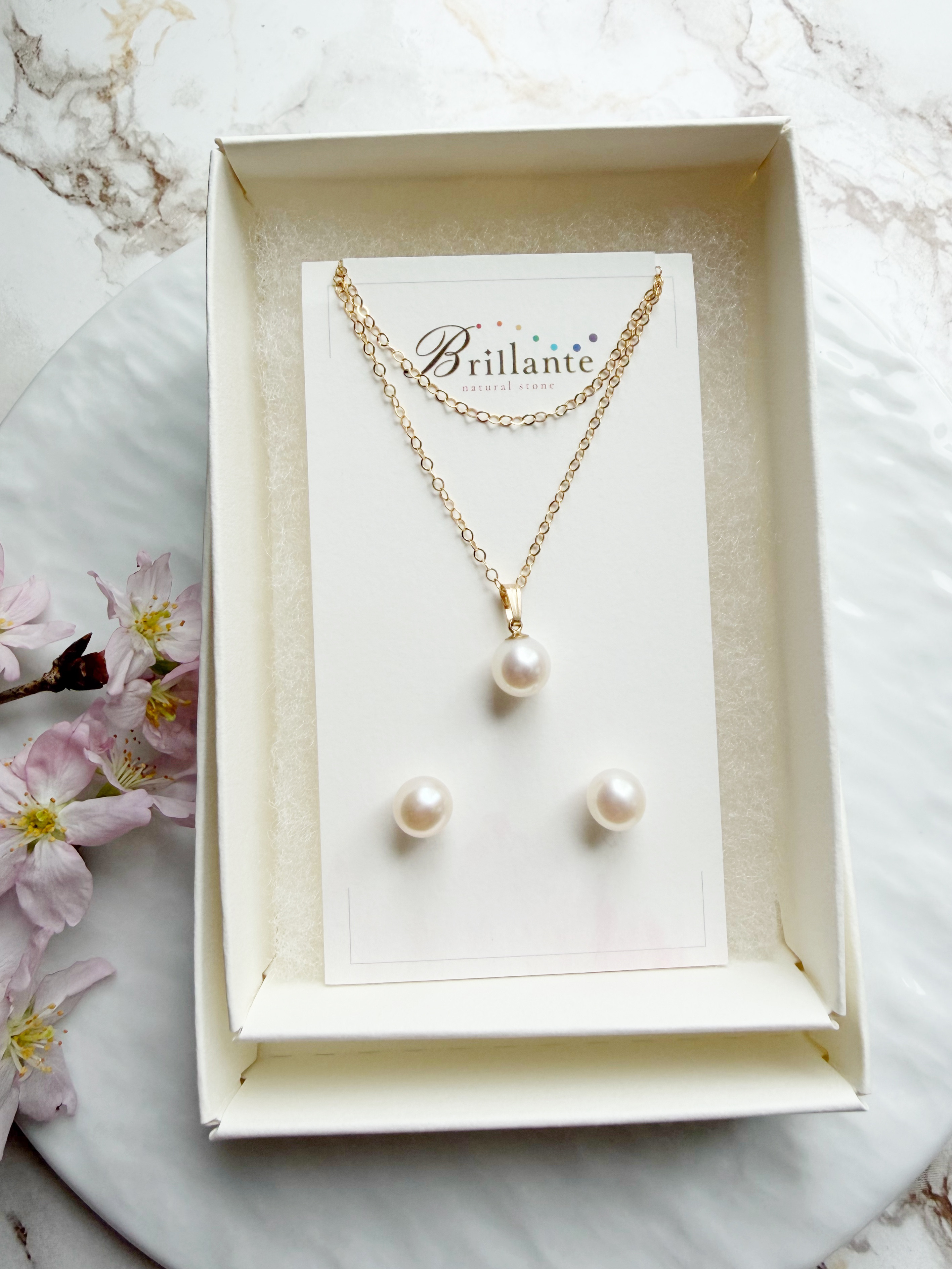 14KGF 淡水パール スタッドピアス 7mm