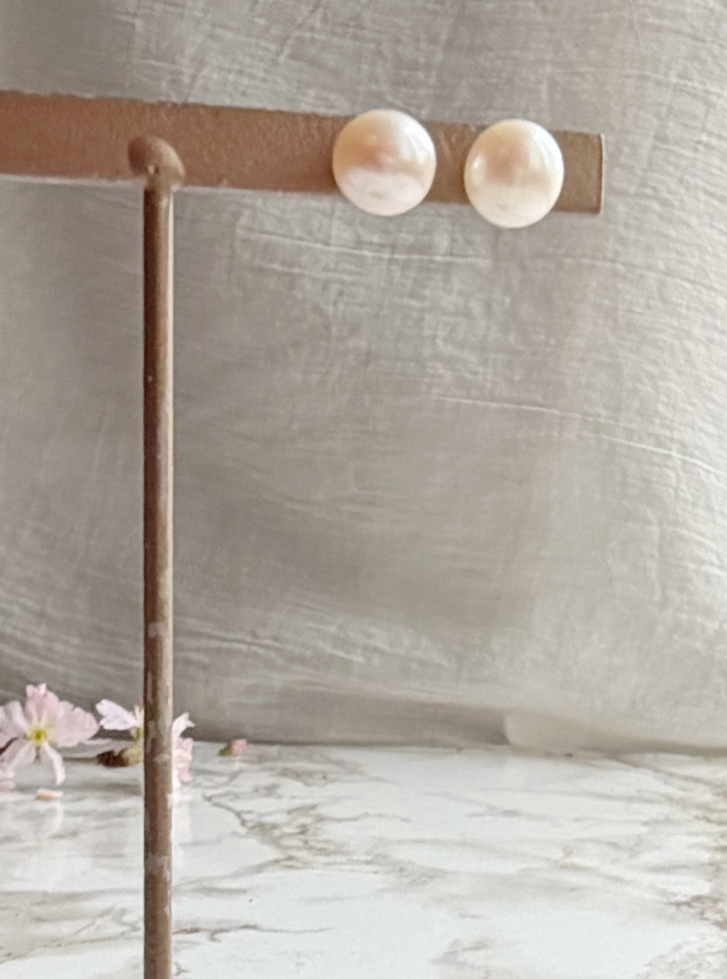 14KGF 淡水パール スタッドピアス 7mm