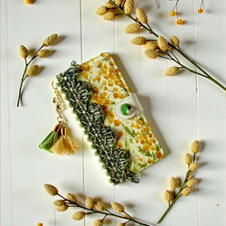 紅白椿のフラワーアレンジ シーグラス／天然石／フレームアート