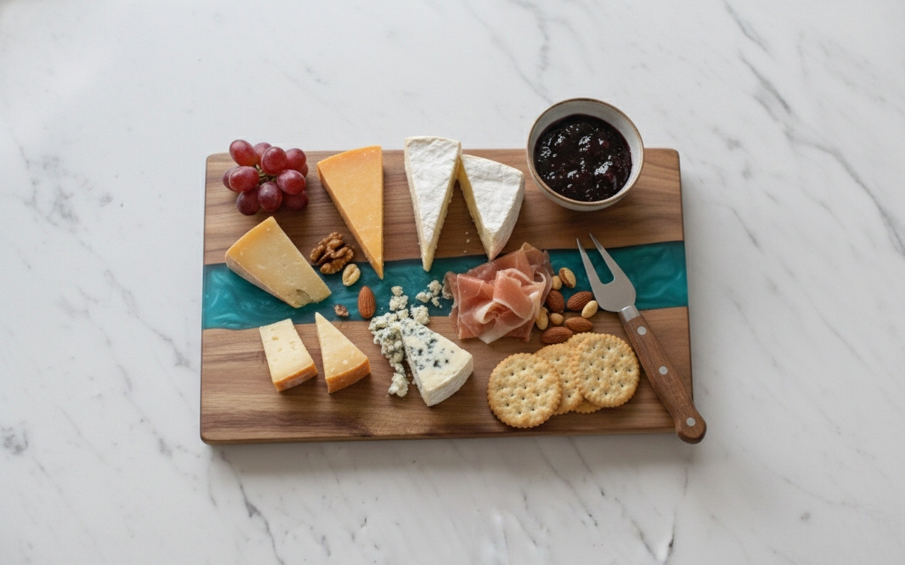 Ether＆wood cutting board(aqua blue)