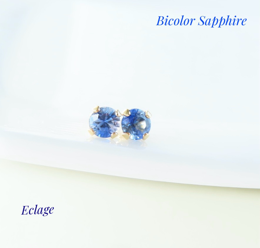 〈14kgf〉バイカラーサファイアのピアス