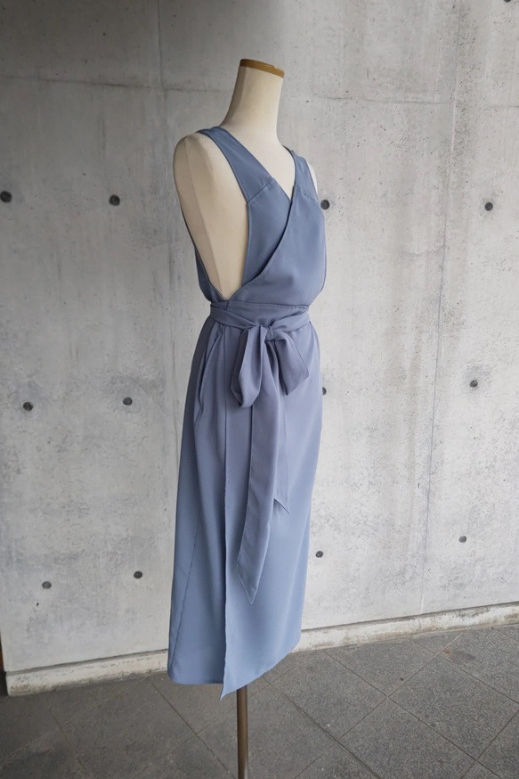 茶道お稽古に最適。羽織って着る「美シルエット」ロングエプロン【7L-10L/日本製】127100-39-3