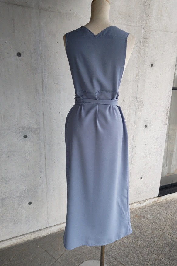 茶道お稽古に最適。羽織って着る「美シルエット」ロングエプロン【7L-10L/日本製】127100-39-3