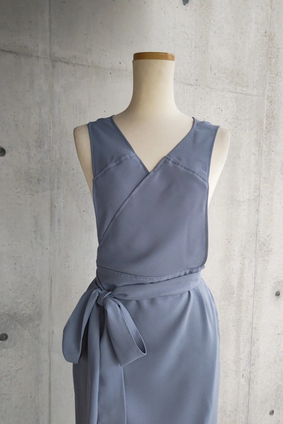 茶道お稽古に最適。羽織って着る「美シルエット」ロングエプロン【7L-10L/日本製】127100-39-3