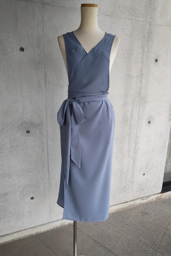 茶道お稽古に最適。羽織って着る「美シルエット」ロングエプロン【7L-10L/日本製】127100-39-3