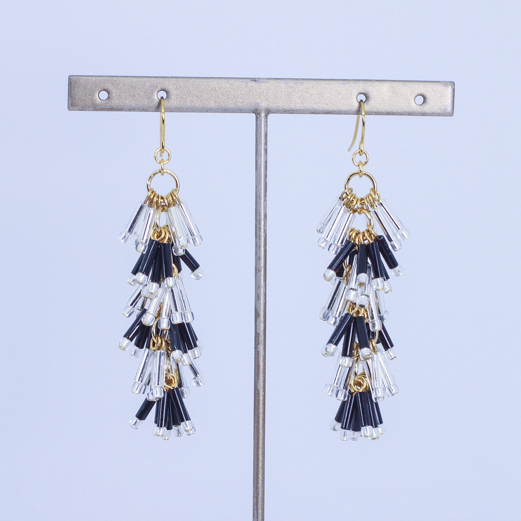 ティアードピアス/イヤリング(シルバー×ブラック)(MN250019-01)