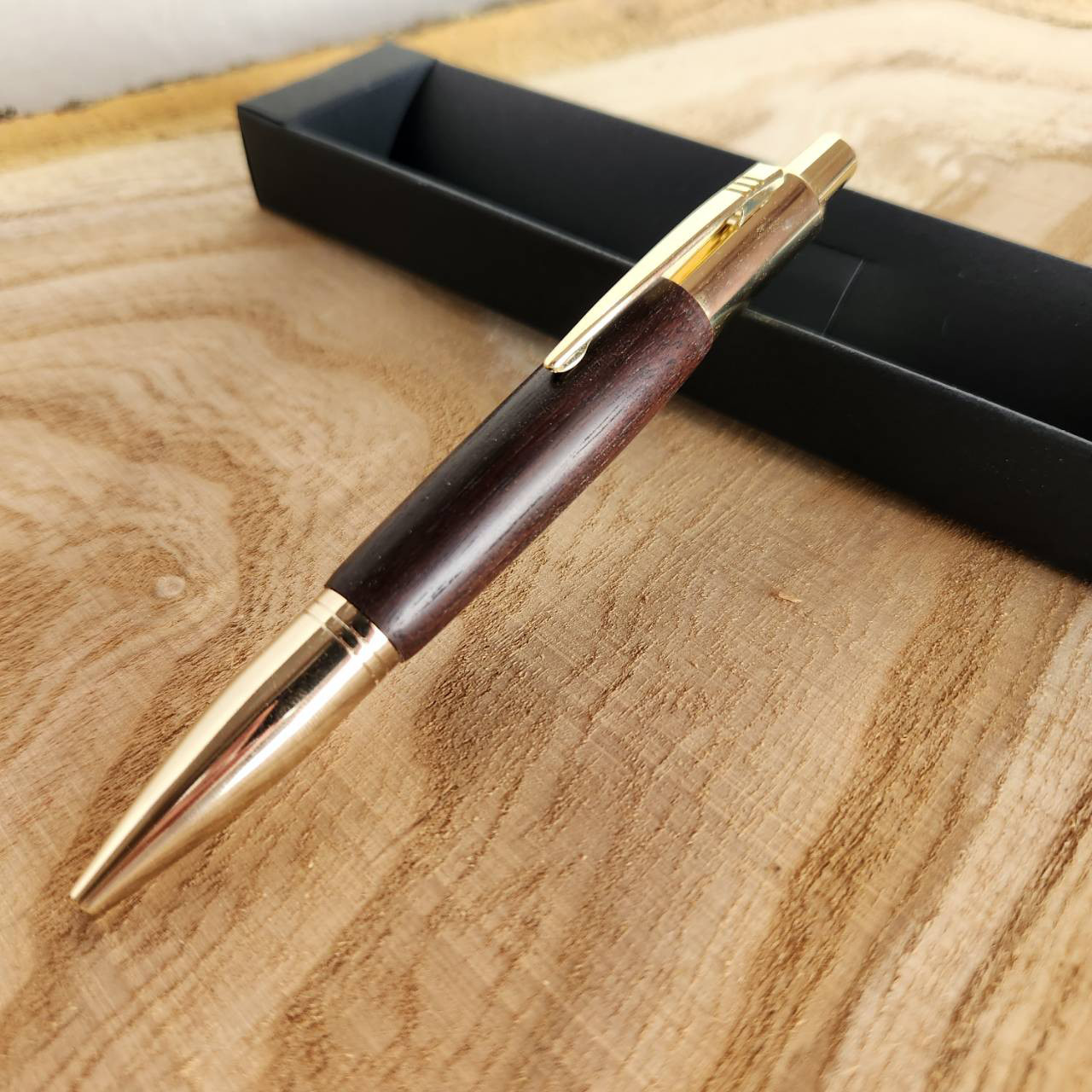 [12f1]縞黒檀の木軸ペン(ヴェスパー）
