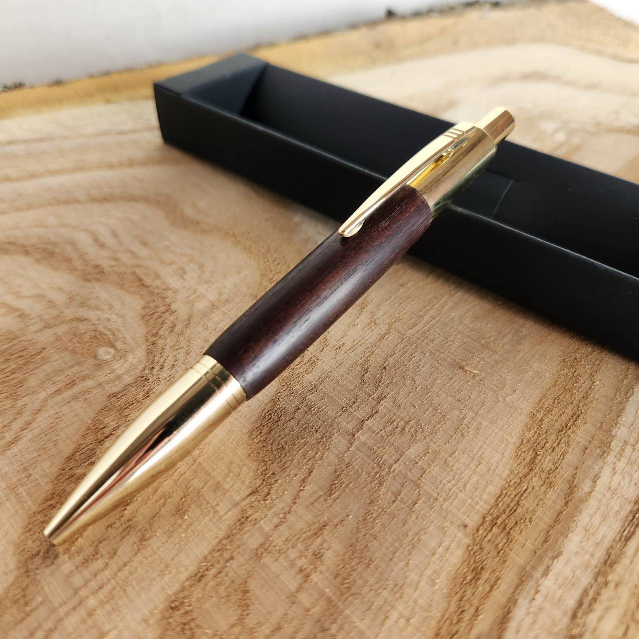 [12f2]縞黒檀の木軸ペン(ヴェスパー）