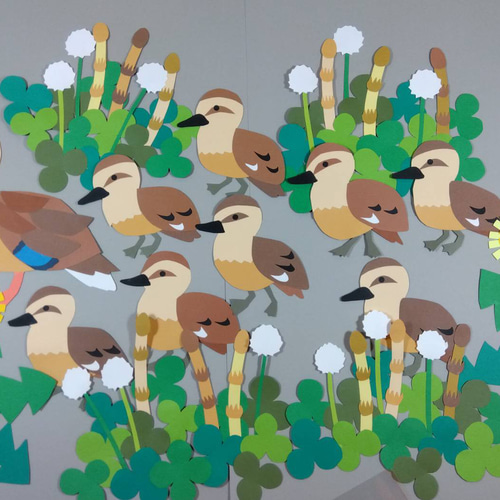 カルガモ親子〈春～初夏の壁面飾り〉 画用紙 保育園・幼稚園・学校