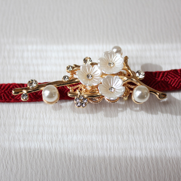 ●帯留/帯留め 白梅 2枚目の画像