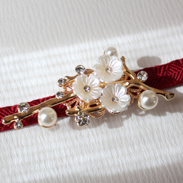 ●帯留/帯留め 白梅 6枚目の画像