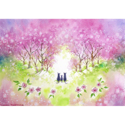 原画】春の並木道（水彩画）送料無料☆森 風景 絵画 #2977 絵画 Yukari