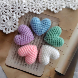 大きな＊ハート♥編みぐるみ＊赤・白・ピンク＊6個セット