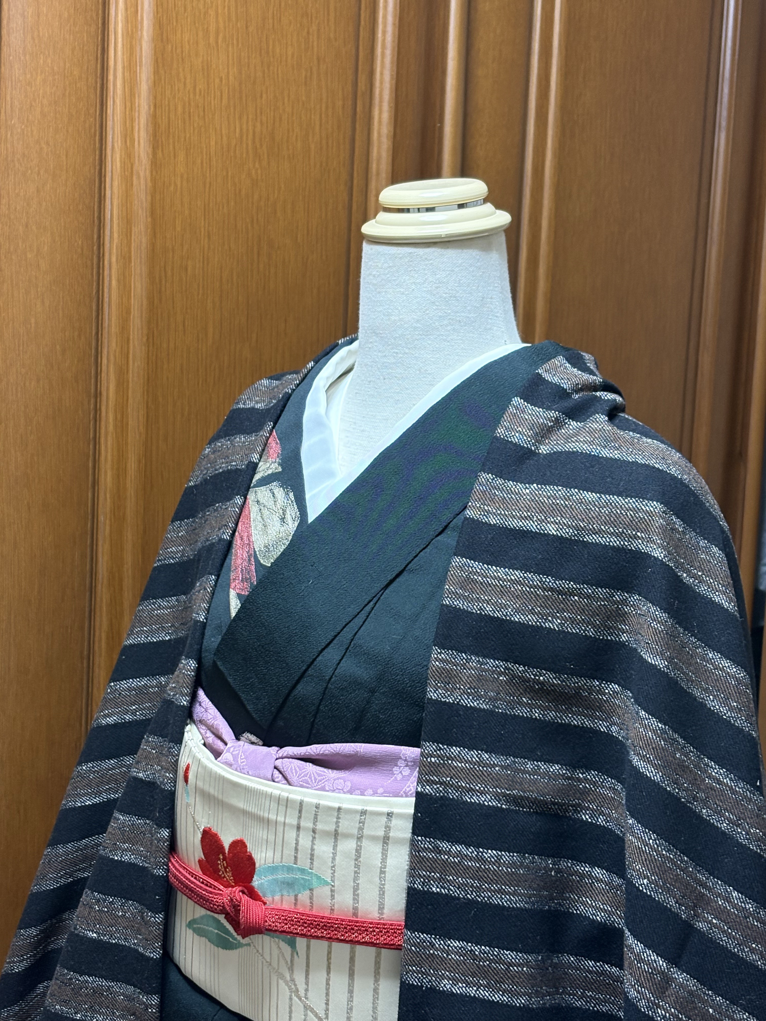 和装用防寒着　モモンガコート　～　ウール　縞模様　羽織