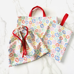 受注生産】入学入園5点セット ♡赤チェック♡ レッスンバッグ