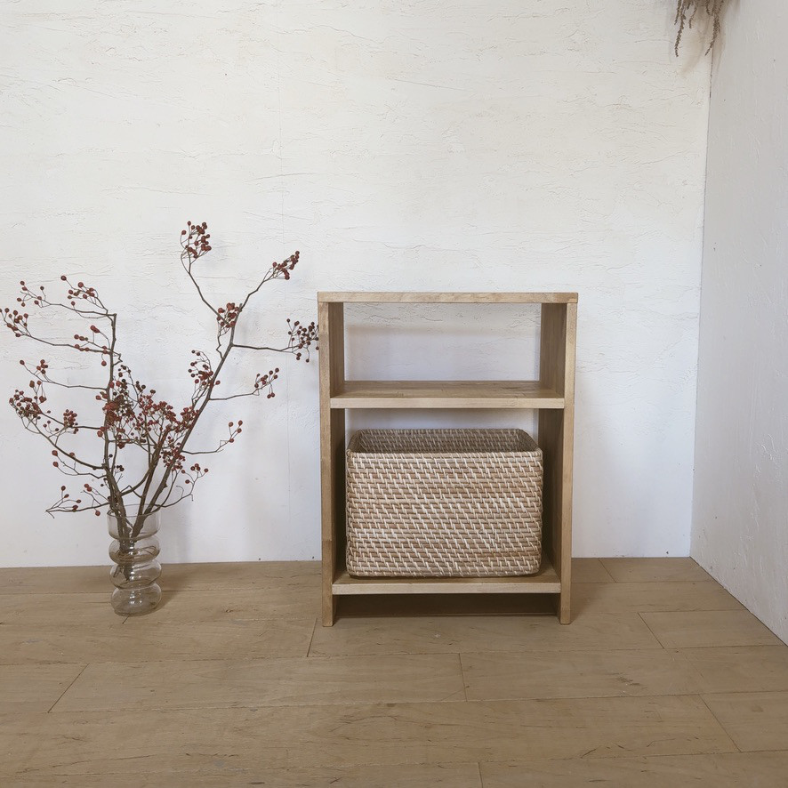 ラタンボックス｜木製サイドテーブル｜オープンラック｜ナチュラル収納棚【ha37】