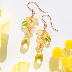 サーペンティン（リーフカービング）と天然石（ペリドット・スぺサル