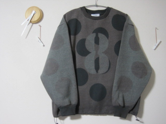 1点　ドローコード付き　トレーナー　水玉ツートンナンバー【８】スミクロ　　トレーナー／ジャージ／ロンT／スウェット