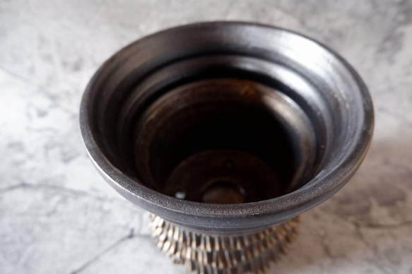 6.5号燻し金彩掛分け鉢419　塊根植物　多肉植物　アガベ　盆栽　植木鉢　作家鉢　鉢台　沖縄 4枚目の画像