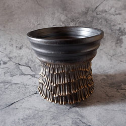 6.5号燻し金彩掛分け鉢419　塊根植物　多肉植物　アガベ　盆栽　植木鉢　作家鉢　鉢台　沖縄 1枚目の画像