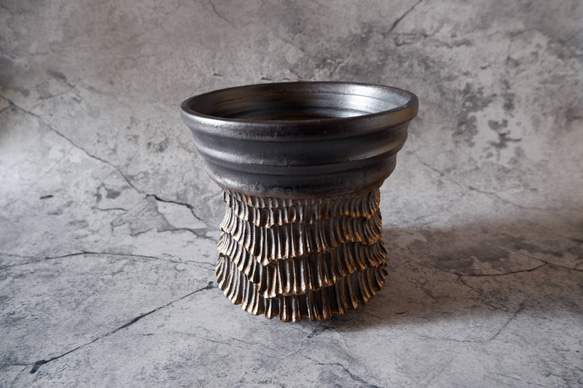 6.5号燻し金彩掛分け鉢419　塊根植物　多肉植物　アガベ　盆栽　植木鉢　作家鉢　鉢台　沖縄 1枚目の画像