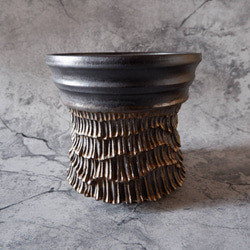 6.5号燻し金彩掛分け鉢419　塊根植物　多肉植物　アガベ　盆栽　植木鉢　作家鉢　鉢台　沖縄 3枚目の画像