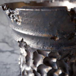 6号燻し金彩鉢420　塊根植物　多肉植物　アガベ　盆栽　植木鉢　作家鉢　鉢台　沖縄 2枚目の画像