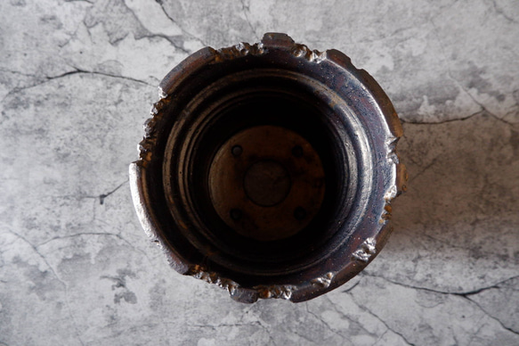 6号燻し金彩鉢420　塊根植物　多肉植物　アガベ　盆栽　植木鉢　作家鉢　鉢台　沖縄 5枚目の画像