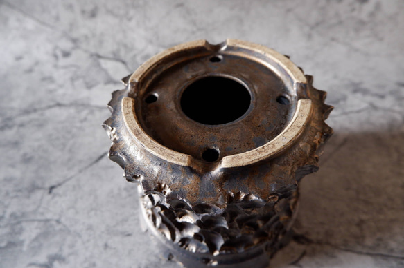 6号燻し金彩鉢420　塊根植物　多肉植物　アガベ　盆栽　植木鉢　作家鉢　鉢台　沖縄 6枚目の画像