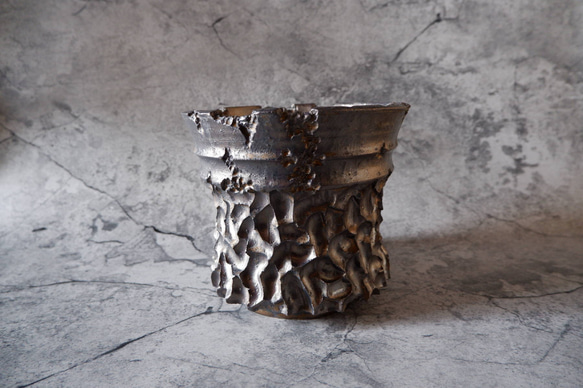 6号燻し金彩鉢420　塊根植物　多肉植物　アガベ　盆栽　植木鉢　作家鉢　鉢台　沖縄 3枚目の画像