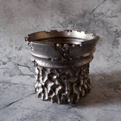 6号燻し金彩鉢420　塊根植物　多肉植物　アガベ　盆栽　植木鉢　作家鉢　鉢台　沖縄 1枚目の画像