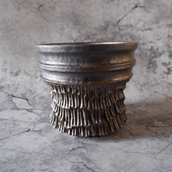 6.5号燻し金彩鉢421　塊根植物　多肉植物　アガベ　盆栽　植木鉢　作家鉢　鉢台　沖縄 3枚目の画像