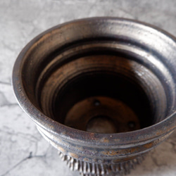 6.5号燻し金彩鉢421　塊根植物　多肉植物　アガベ　盆栽　植木鉢　作家鉢　鉢台　沖縄 4枚目の画像