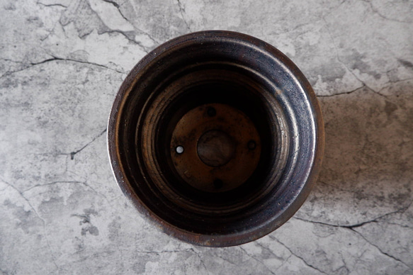 6.5号燻し金彩鉢421　塊根植物　多肉植物　アガベ　盆栽　植木鉢　作家鉢　鉢台　沖縄 5枚目の画像