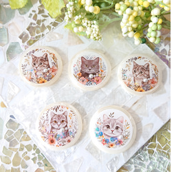 猫のボタン☆5個 s37 ネコ/ボタン/カボション/動物 ボタン こうちゃん