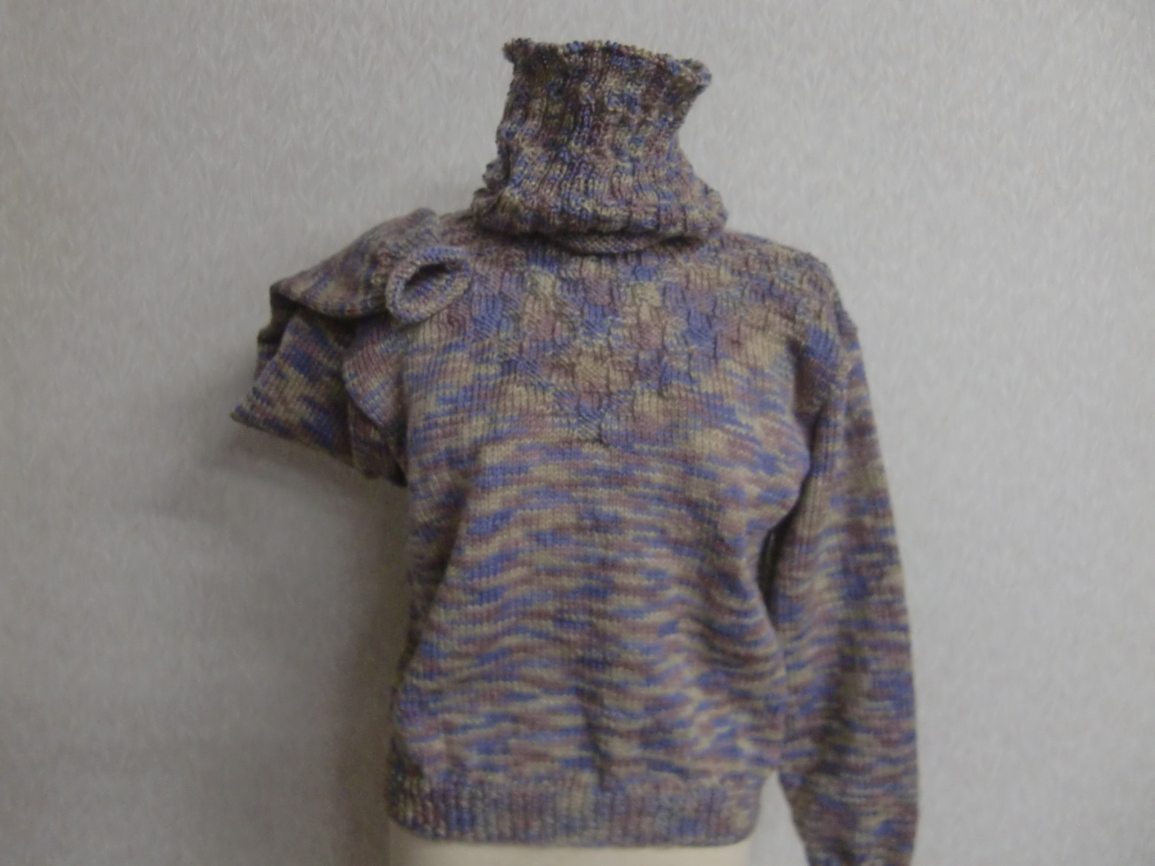 ★藤色系段染め糸のセーター＆スヌード　オリジナル一点物　送料無料！★