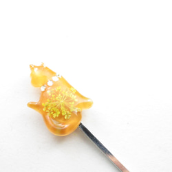 小春日和の下、颯爽と走りさったのは、クォーツニャンコの「ヤシキ」でした♪<1点ものヘアピン>HP284 2枚目の画像