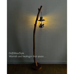 緩やかに曲線を描く大型サイズの流木スタンド ランタンやエアプラントを飾れる置物 北欧 照明 N12 2枚目の画像