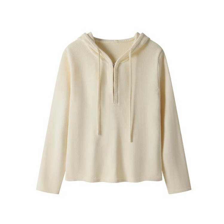 【秋冬の支度】レディース 厚手 フード付き ニットセーター 綿100％