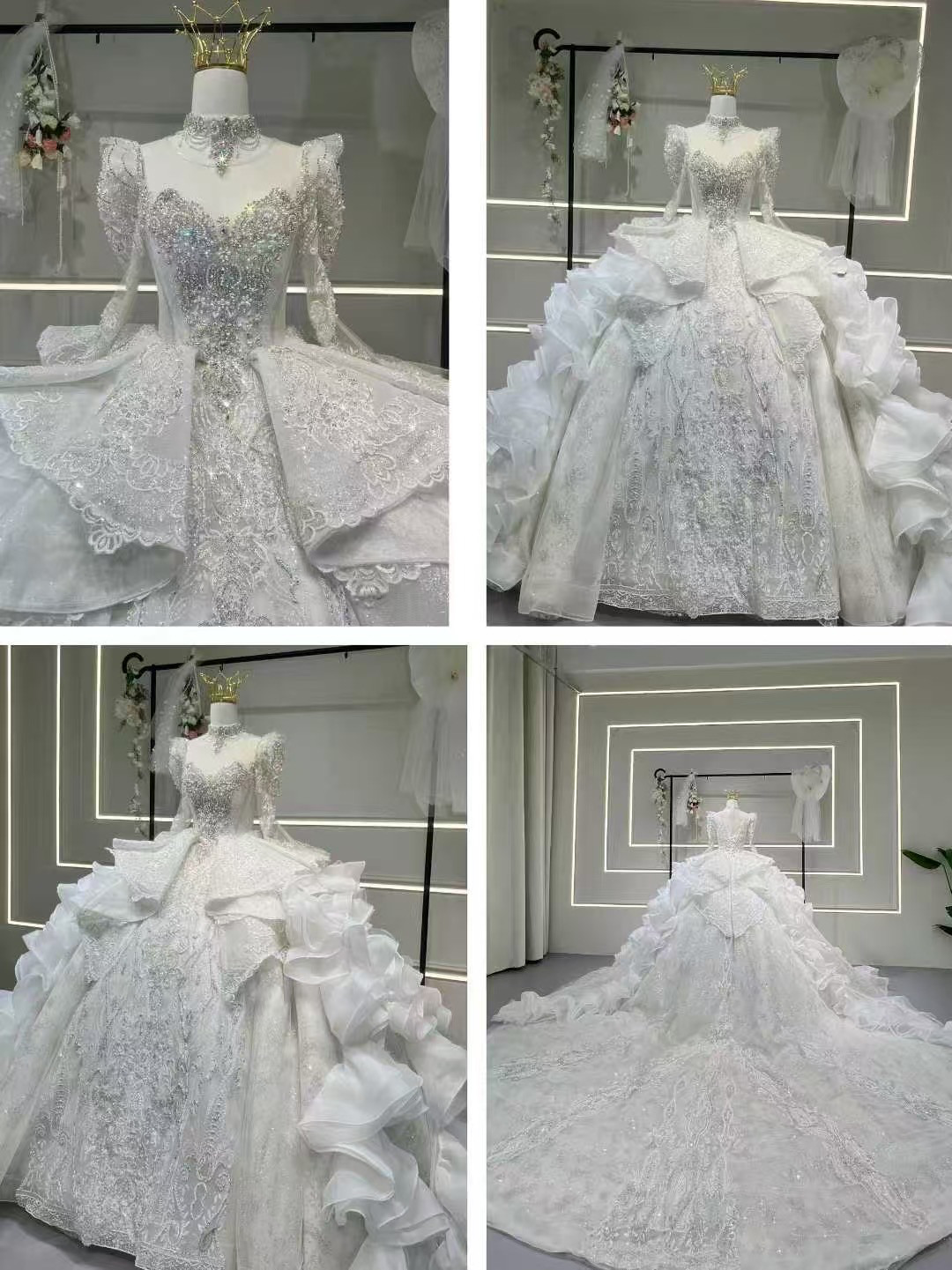 お買い得　イリュージョンネック　フリルギャザー　プリンセスラインボリューム　背中みせ　細見えシルエット　パーティー結婚式