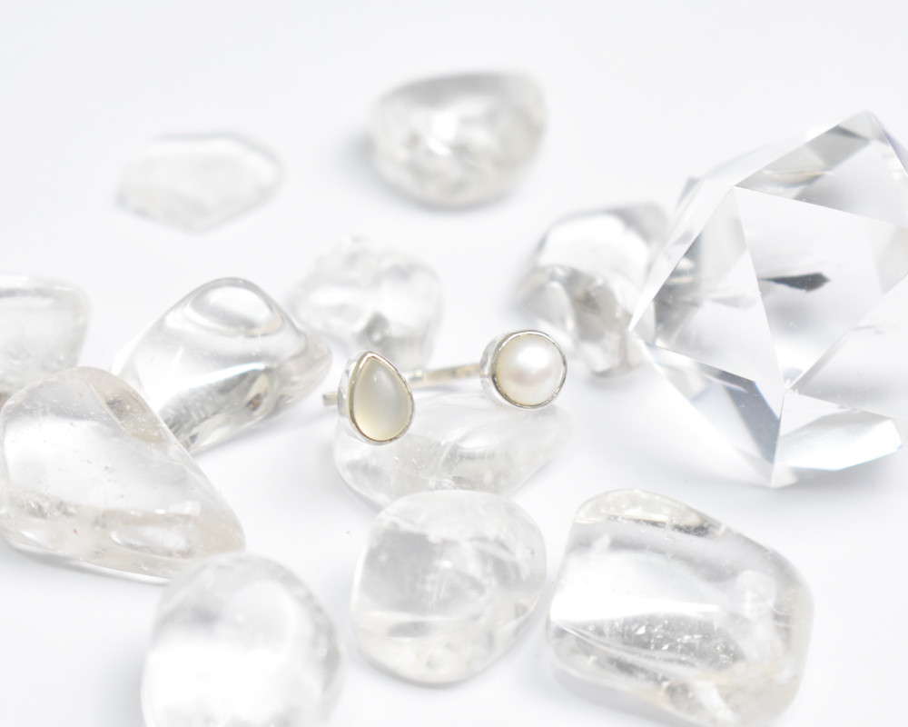 ムーンストーンと淡水パールのシルバーリング　フォークリング　シルバー925　ハンドメイド　指輪　天然石　誕生石