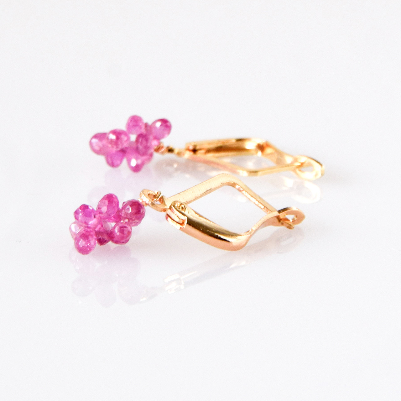桜雫 ― Pink Sapphire Minimal  ピアス　14kgf