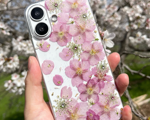 桜の押し花スマホケース2026 ほぼ全機種対応/iphone/GALAXY/AQUOS