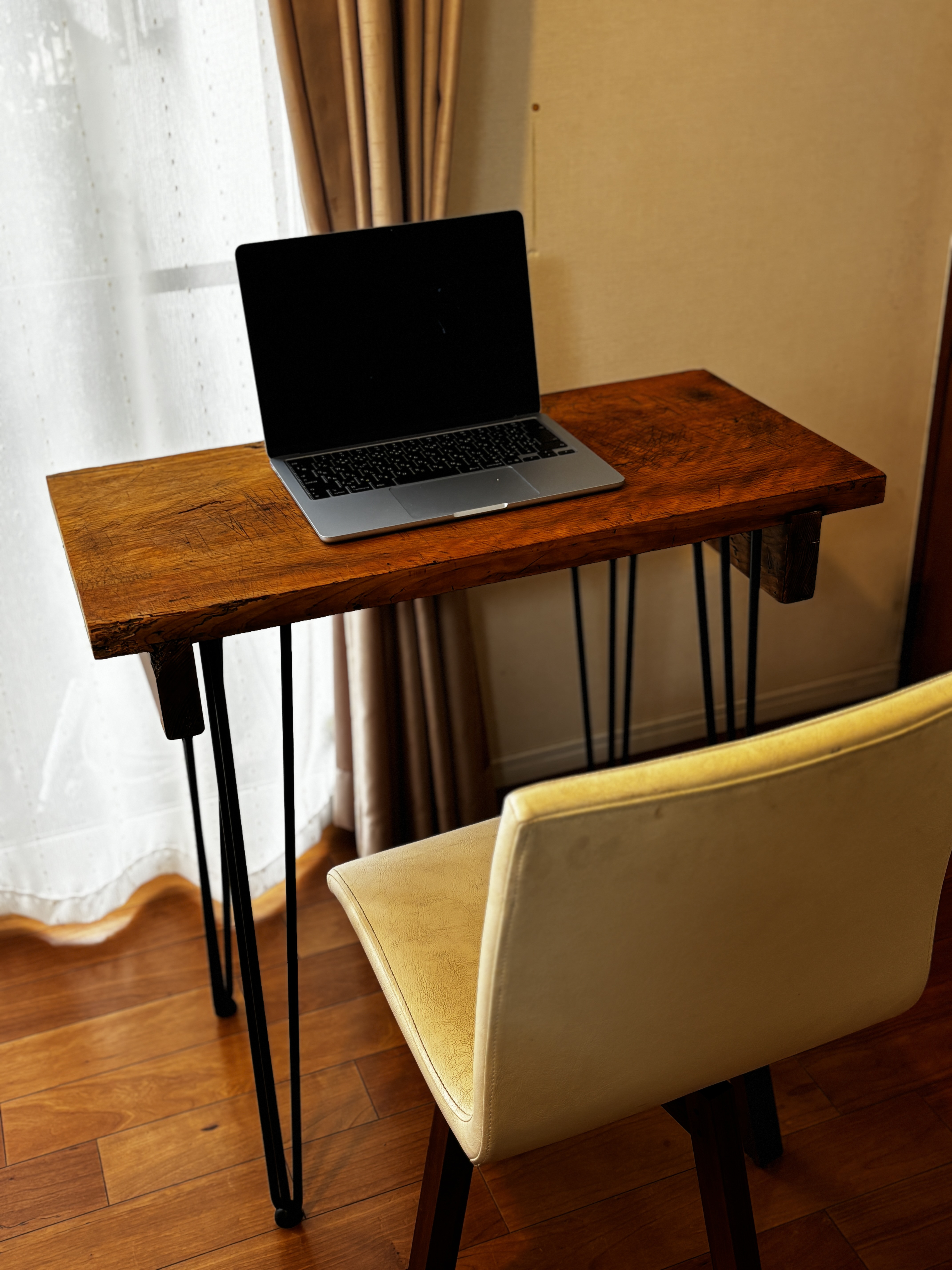 安政時代の古材を使った机　古材✖️アイアン　アンティーク　古道具　骨董