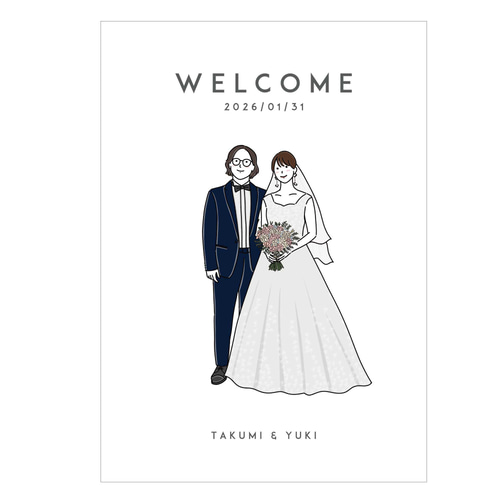 似顔絵ウェルカムボード 結婚式 ウェディング 似顔絵 オーダーイラスト
