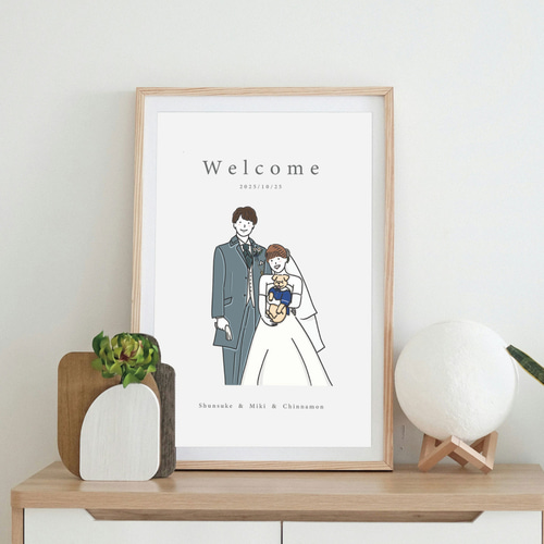 似顔絵ウェルカムボード 結婚式 ウェディング 似顔絵 オーダーイラスト