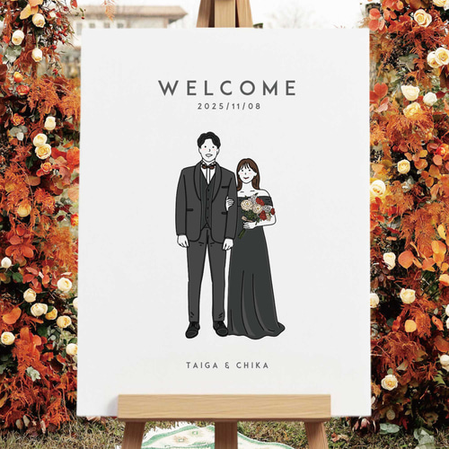 似顔絵ウェルカムボード 結婚式 ウェディング 似顔絵 オーダーイラスト